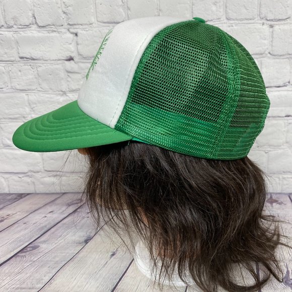 Vintage Trucker Hat Mesh Cap Snapback Green Team Two Family Fun Weekend 1990 90s - Picture 2 of 8